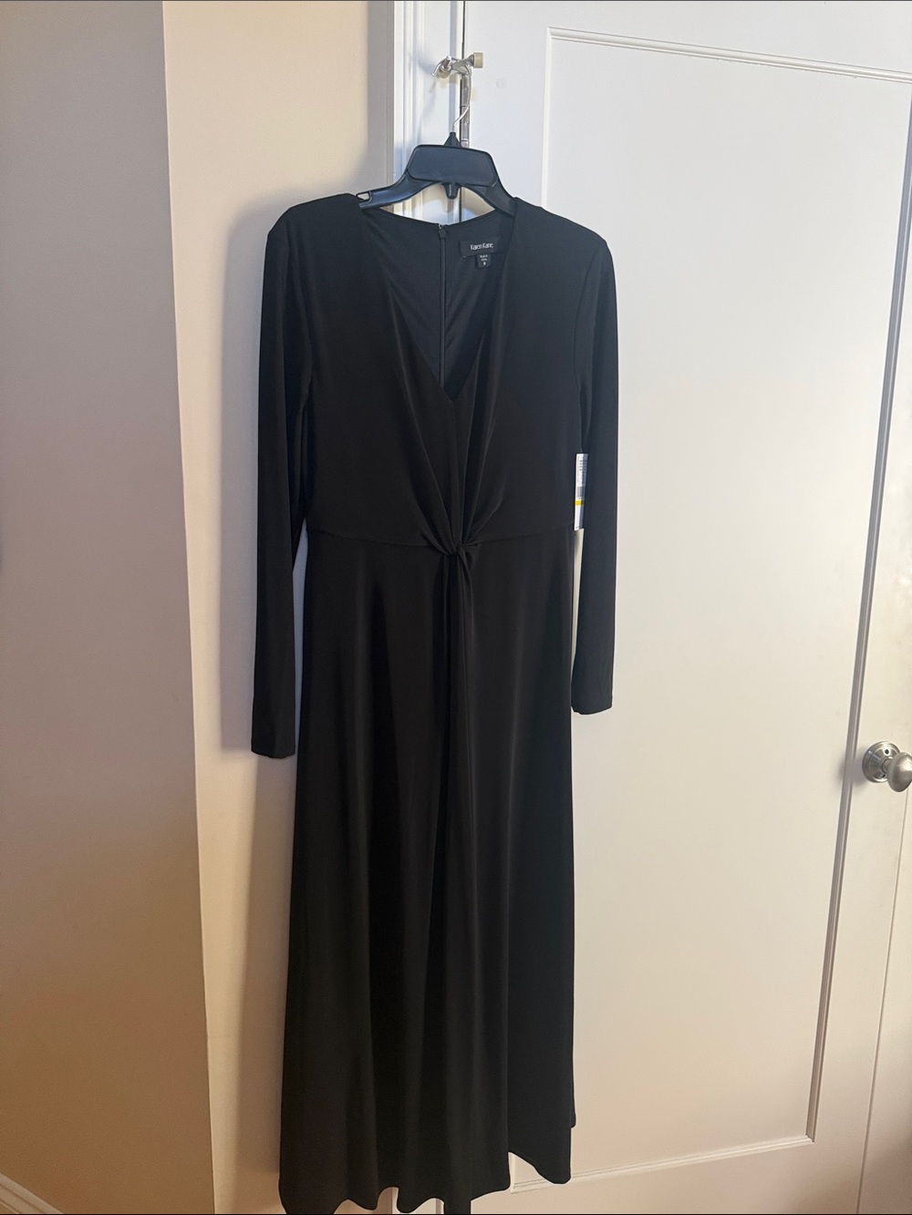 Karen Kane Black Long-Sleeve Twist-Front Maxi Dress